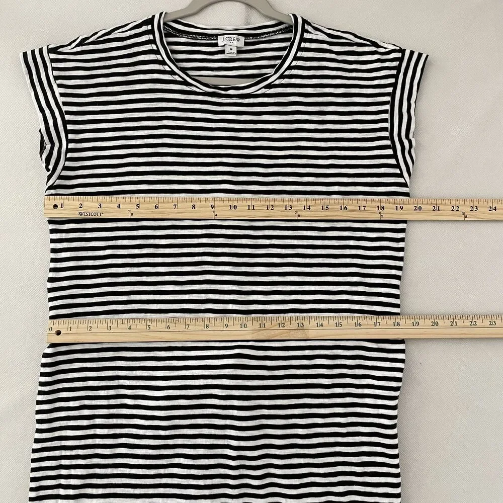 J.Crew Striped T-Shirt Dress Short Sleeve Black White Women's Size M